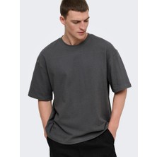 Only & Sons Onslenny Ovz Ss Strct Tee Noos Erkek Gri T-Shirt - 22036392