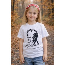 GMG Collection Baby Çocuk Atatürk Baskılı Kısa Kollu Tişört (Imzalı) Beyaz-Siyah