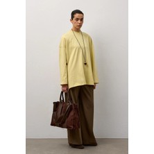 Molene Sarı Oversize Kesim Uzun Kollu Basic T-Shirt