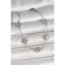 Bazarhane 316L Çelik Gümüş Renk Işlemeli Baby Boy Yonca Model Kadın Bileklik