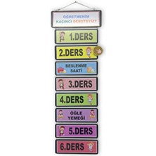 heptex Ahşap Öğretmenim Kaçıncı Dersteyiz Panosu 20 x 25 Ölçülerde 10 Parça ile Renkli Tasarım