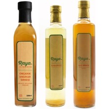 Raya Organik Organik Alıç Sirkesi 500 Ml, Elma Sirkesi 500 ml ve Enginar Sirkesi 500 ml Seti