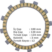 Motospartan CF MOTO SR250 DEBRİYAJ BALATASI  6LI SET 12 TIRNAK 100-120-134MM
