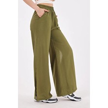 Scorp Celeste Kadın Yandan Yırtmaçlı Yoga Pantolonu Haki