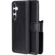 Gp Iguana Samsung Galaxy S24 Plus Uyumlu, Deri Cüzdanlı Kılıf, Parlak Siyah