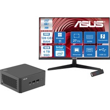Asus Nuc 15 Pro Tall Kit Intel Core 7-240H 5.2ghz Up 128GB Ddr5 4tb SSD Intel® Graphics Asus 120Hz IPS 27 Inç Fhd Mon. WIN11PRO Mini Masaüstü Bilgisayar RNUC15CRHC70000227P40+ZETTAUSBBELLEK