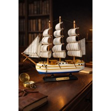 Home Dekor Hediye Isime Kişiye Özel Dekoratif Premium Ahşap El Yapımı Yelkenli Gemi Maketi 33X33 cm Biblo Hediye 531-A