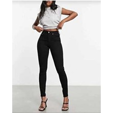 St.Poll Siyah Skinny Likralı Yüksek Bel Ekstra Esnek Kot Pantolon-S Jeans