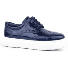 Ortopedikal Rakerplus Lacivert Rugan Beyaz Taban Oxford Çocuk Klasik Ayakkabı