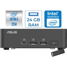 Asus Nuc 15 Pro Slim Kit Intel Core 5-225H 4.9ghz Up 24GB Ddr5 1tb SSD Intel® Graphics WIN11HOME Mini Masaüstü Bilgisayar RNUC15CRKU500002H08+ZETTAUSBBELLEK