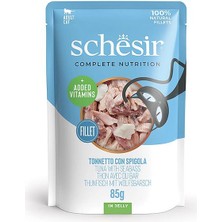 Schesir Jelly Ton Balıklı ve Levrek Pouch Kedi Maması 85GR X10 Adet