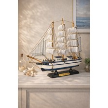Kesene Isime Kişiye Özel Dekoratif Premium Ahşap El Yapımı Yelkenli Gemi Maketi 33X33 cm Biblo Hediye 531-F