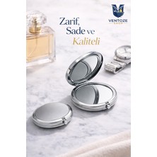 Ventoze Yuvarlak Taşınabilir Çanta Boyu Makyaj Aynası | Gümüş Renk Şık Cep Aynası