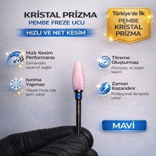 Rulia Professional Pembe Seramik Freze Ucu | Kristal Prizma Karbit | Mavi Bant Hızlı Kesim