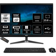 Acer Veriton Core Ultra 5 125U All In One Bilgisayar 24GB RAM 2TB SSD 23.8" FHD Win11 Pro + Per4 USB DQR2REM001P404