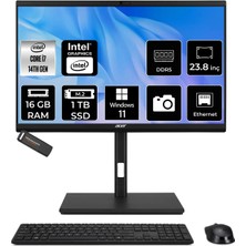Acer Veriton Intel Core I7 14700 16GB 1tb SSD 23.8" Fhd W11P All In One Bilgisayar & Per4 USB Bellek DQR1TSG003P388