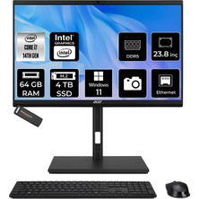 Acer Veriton Intel Core I7 14700 64GB 4tb SSD 23.8" Fhd W11P All In One Bilgisayar & Per4 USB Bellek DQR1TSG003P415