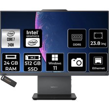 Lenovo Thinkcentre Neo 50A Intel Core 7 240H 24GB 512GB SSD 23.8" Fhd W11H All In One Bilgisayar & Per4 USB Bellek 12SC004MTRP352