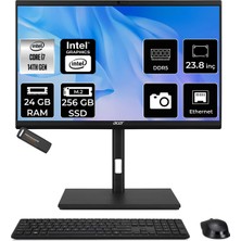 Acer Veriton i7 14700 All In One Bilgisayar 24GB RAM 256GB SSD 23.8" FHD FreeDOS + Per4 USB DQR1TSG003P311