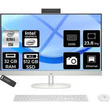 Hp Proone 240 G10 Intel Core Ultra 5 125U 32GB 512GB SSD 23.8" Fhd Fdos All In One Bilgisayar & Per4 USB Bellek A54Z6ETPN317