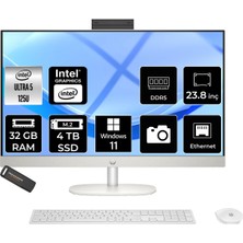 Hp Proone 240 G10 Intel Core Ultra 5 125U 32GB 4tb SSD 23.8" Fhd W11H All In One Bilgisayar & Per4 USB Bellek A54Z6ETPN360