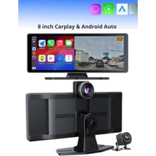 Teknoloji Gelsin 8 Inç Carplay Araç Ekranı Multimedya Tak Çalıştır 4K Ön/arka Çift Kameralı Iphone Android Uyumlu