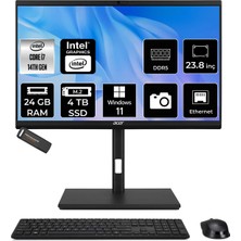 Acer Veriton Intel Core I7 14700 24GB 4tb SSD 23.8" Fhd W11H All In One Bilgisayar & Per4 USB Bellek DQR1TSG003P355