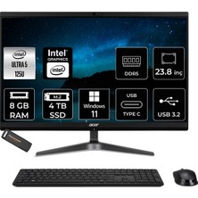 Acer Veriton Core Ultra 5 125U All In One Bilgisayar 8GB RAM 4TB SSD 23.8" FHD Win11 Pro + Per4 USB DQR2REM001P395