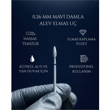 Rulia Professional Rulia 0.26 mm Mavi Damla Alev Elmas Freze Ucu Kütikül Altı Hassas Temizlik