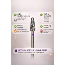 Rulia Professional Rulıa Mor Spiral Konik Karbit Freze Ucu Medium Sertlik Profesyonel Jel & Akrilik Söküm