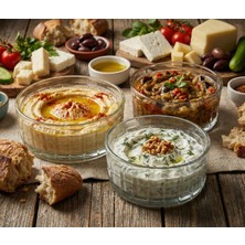 Akden Store Kesme Dekor Sandra 3'lü Cam Sunum Kase Seti