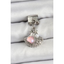 Bazarhane 316L Çelik Sallantılı Inci Detaylı Istiridye Model Gümüş Renk Nomination Charm