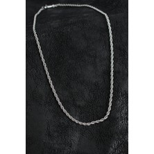 Bazarhane 316L Çelik Burgu Zincir Model Gümüş Renk Erkek Kolye