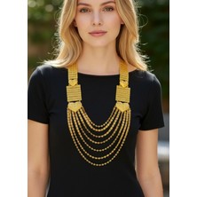 Biju Yılmaz 22K Altın Kaplama Kalpli Urfa Akıtması Madonna Kolye - 2622KO02