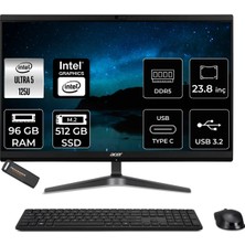 Acer Veriton Intel Core Ultra 5 125U 96GB 512GB SSD 23.8" Fhd Fdos All In One Bilgisayar & Per4 USB Bellek DQR2REM001P342