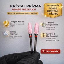 Rulia Professional Pembe Seramik Freze Ucu | Kristal Prizma Karbit | Kırmızı Bant 2li Ekonomik