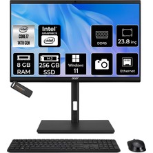 Acer Veriton Intel Core I7 14700 8gb 256GB SSD 23.8" Fhd W11P All In One Bilgisayar & Per4 USB Bellek DQR1TSG003P381
