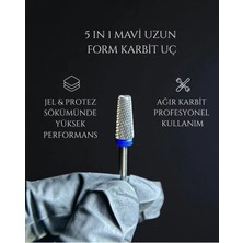 Rulia Professional Rulia 5 In 1 Mavi Uzun Karbit Freze Ucu Jel ve Protez Sökümde Yüksek