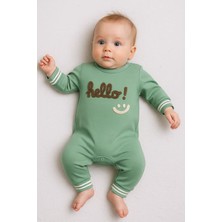 DMR Elegance Hello Nakışlı % 100 Pamuk Erkek Bebek Tulum