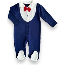 DMR Elegance 0-3 3-6 6-9 Ay Smokin Papyonlu Erkek Bebek Tulumu Lacivert