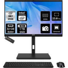 Acer Veriton Intel Core I7 14700 32GB 1tb SSD 23.8" Fhd Fdos All In One Bilgisayar & Per4 USB Bellek DQR1TSG003P318