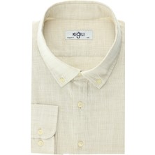 Kiğılı Büyük Beden Uzun Kol Desenli Pamuk Düğmeli Yaka Gömlek