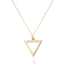 Berk Mücevherat 14 Ayar Altın Taşlı Üçgen Kolye