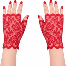 Getittir Kırmızı Dantel Parmaksız Kısa Eldiven - Lisinya