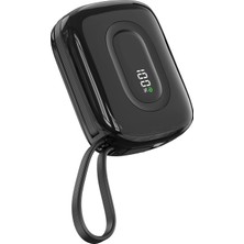 S-Link P20M 10000MAH PD20W Type-C Kablolu Siyah LCD Taşınabilir Pil Şarj Cihazı Powerbank   