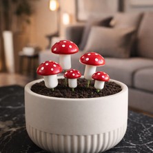 Genel Saksı Süsü Yapay Mantar Dekoru 5’li Set (3 Büyük 2 Küçük)
