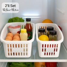 Genel 2’li Beyaz Buzdolabı Organizer Seti (12,5 cm + 15,5 Cm) – Raf/dolap Düzenleyici