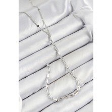 Bazarhane Pirinç Zirkon Taşlı Model Gümüş Renk Y Kolye