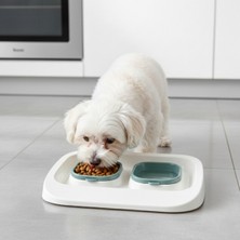 Genel Çift Bölmeli Kedi Köpek Mama ve Su Kabı – Kaymaz Tabanlı, Dökülme Önleyici, Çıkarılabilir Kaplar