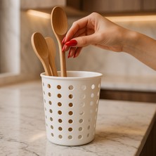 Genel Gri Kaşıklık – 13 cm Delikli Silindirik Tezgâh Üstü Kaşık/spatula Düzenleyici